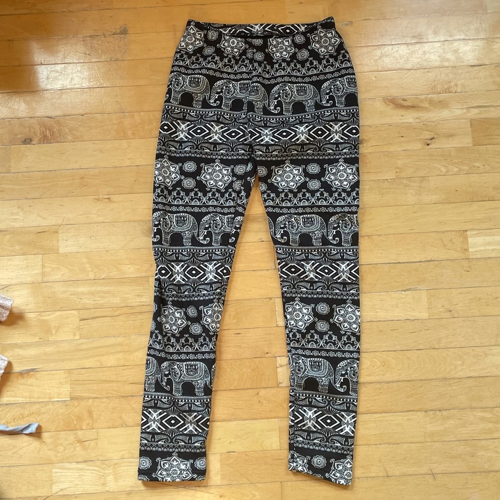 Elephant Mandala Print Fleece Leggings